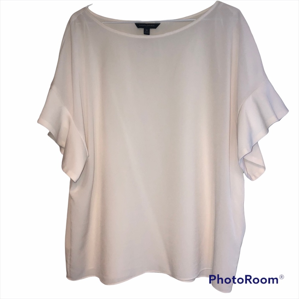 Banana Republic Ivory Short Sleeve Ruffle Blouse